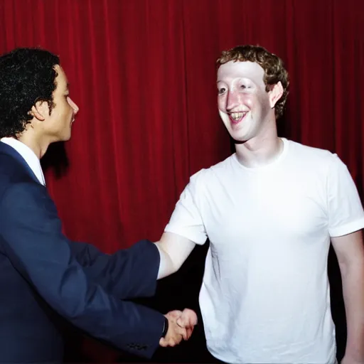 Image similar to mark zuckerberg and michael jackson shaking hands