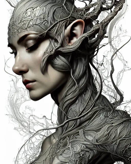 Image similar to digital art, centered elven body made with intricate roots, by James Jean and by artgerm, by ross tran , ultradetailed, charachter design, concept art, trending on artstation,