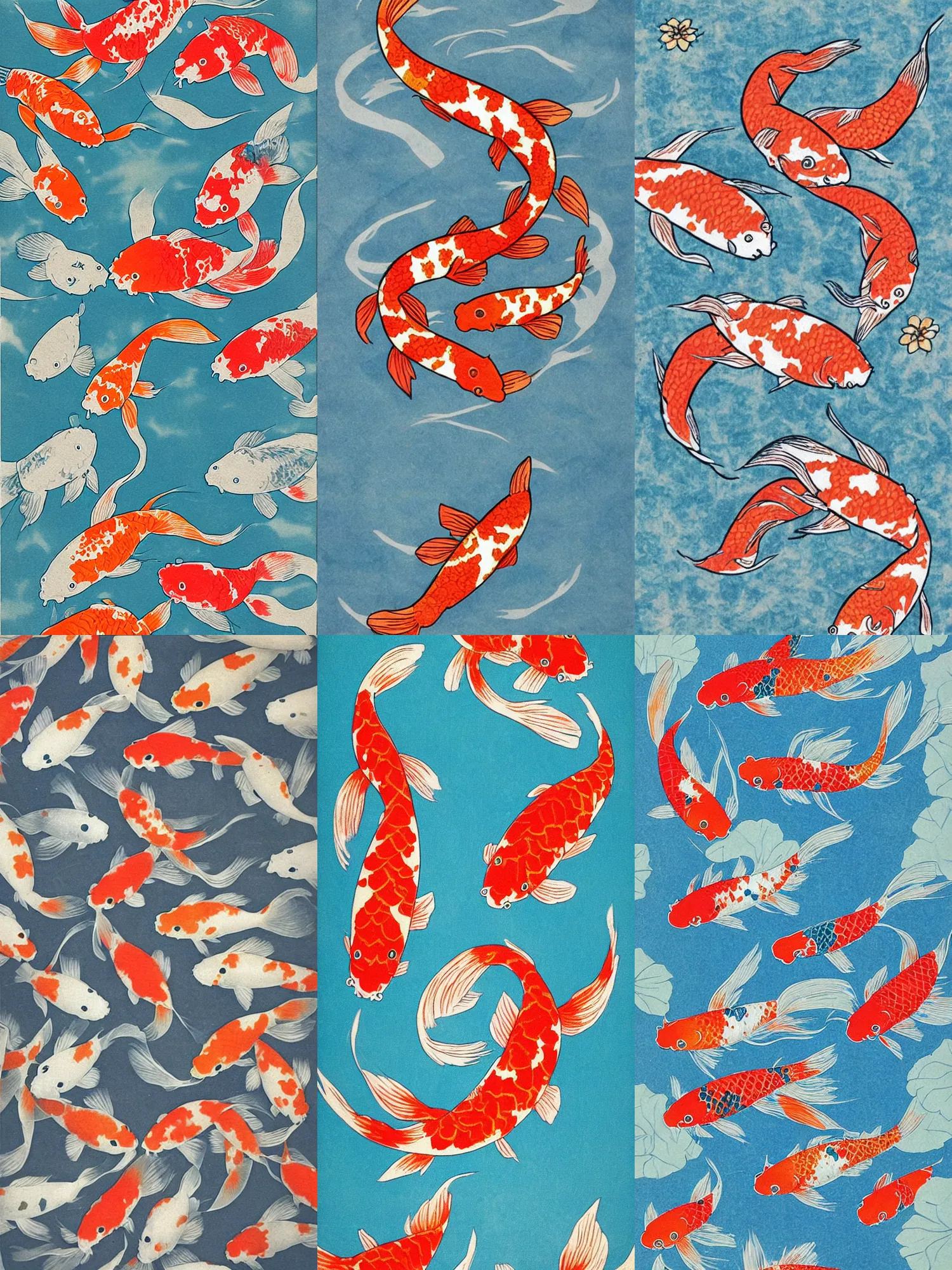 Prompt: “Japanese koi fish prints”