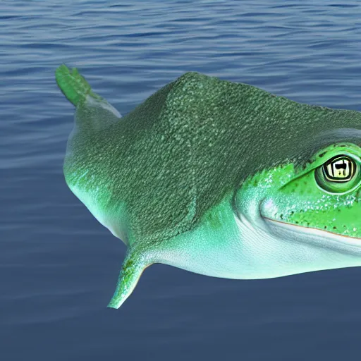 Image similar to hybrid of frog whale, vray