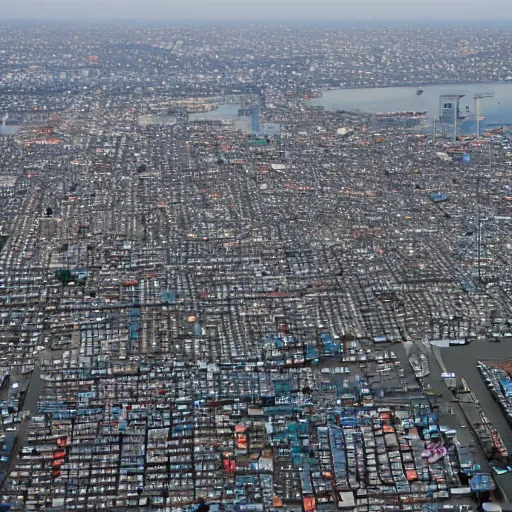 Prompt: the sky above the port was the color of television, tuned to a dead channel. chiba city. r / corecyberpunk