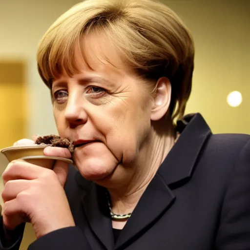 Prompt: angela merkel smoke weed in a coffee shop