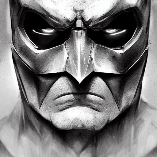 Image similar to portrait of old battle damaged batman, intricate, photoreal elegant, highly detailed, centered, grungy, digital painting, artstation, concept art, smooth, sharp focus,