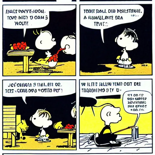 Prompt: A comic strip from the Peanuts