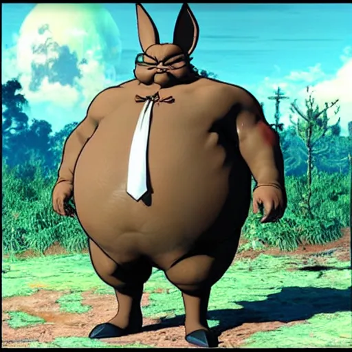 Prompt: big chungus boss, from software game Hidetaka Miyazaki character design