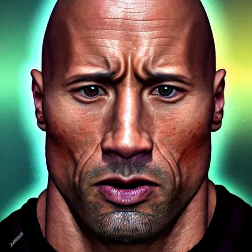 Image similar to hyperrealistic mixed media high Resolution Dwayne Johnson, stunning 3d render inspired art by Jamie Salmon and István Sándorfi and Unreal Engine and Greg Rutkowski, perfect facial symmetry, dim volumetric lighting, 8k octane beautifully detailed render, full body shot, post-processing, extremely hyper-detailed, intricate, epic composition, highly detailed attributes, highly detailed atmosphere, cinematic lighting, masterpiece, trending on artstation, very very detailed, masterpiece, stunning, flawless completion, lifelike texture, perfection,