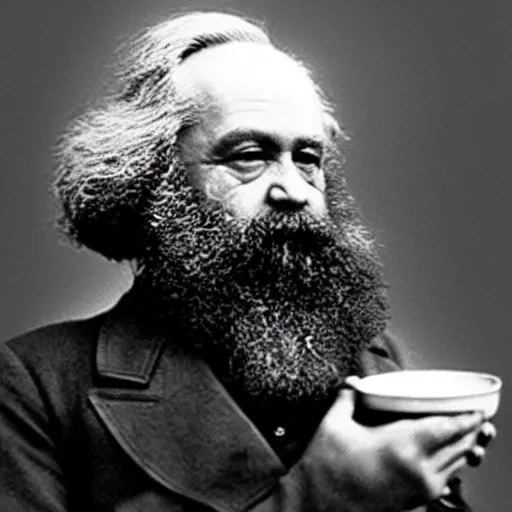 Prompt: Karl Marx eating a Big Mac