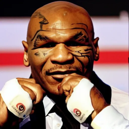 Prompt: this is probably the first time mike tyson is speaking on the phone. and what is he saying? why is he being held hostage and what is his state of mind?