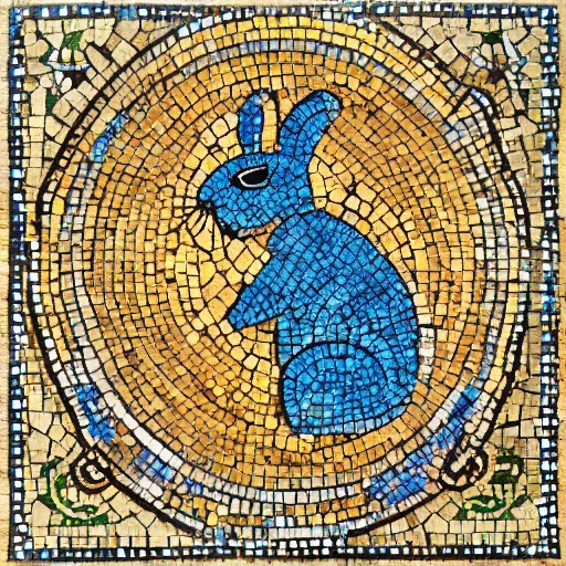 Image similar to a rabbit in the style of ancient mosaic