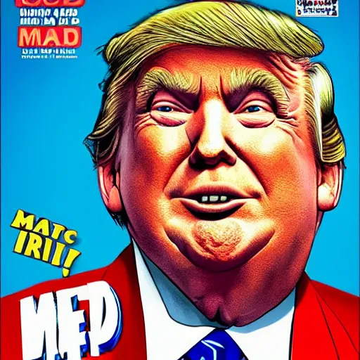 Image similar to Donald Trump on the cover of MAD MAGAZINE coverart stly Al Gaffee