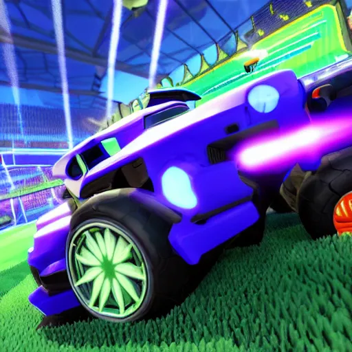 Image similar to cannabis leaf plays rocket league, highly detailed, 8 k