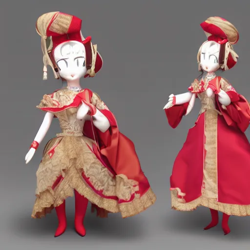 Image similar to cute fumo plush of a courtesan girl from the court of her high imperial majesty, stylized brdf, vray