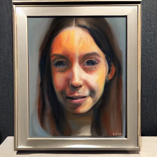 Image similar to alexa echo dot, portrait, oil painting