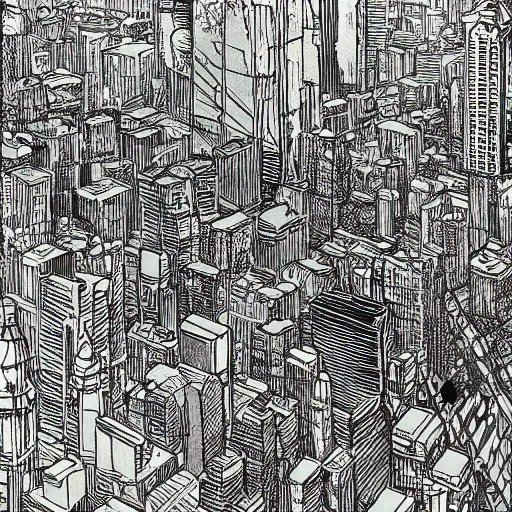 Image similar to a city by q hayashida, highly detailed, cityscape, professionally drawn