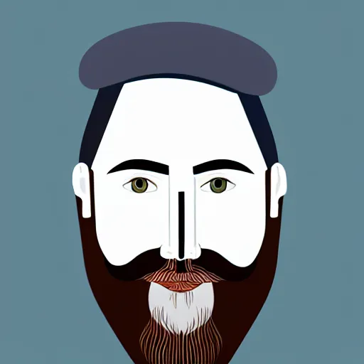 Image similar to A portrait of a british man, digital painting man with short dark blond hair and a beard, blue grey eyes, pale skin, english heritage, cartoon, simple, digital art, head shot, 8k