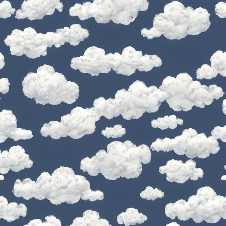 Prompt: white fluffy cartoon clouds seamless texture