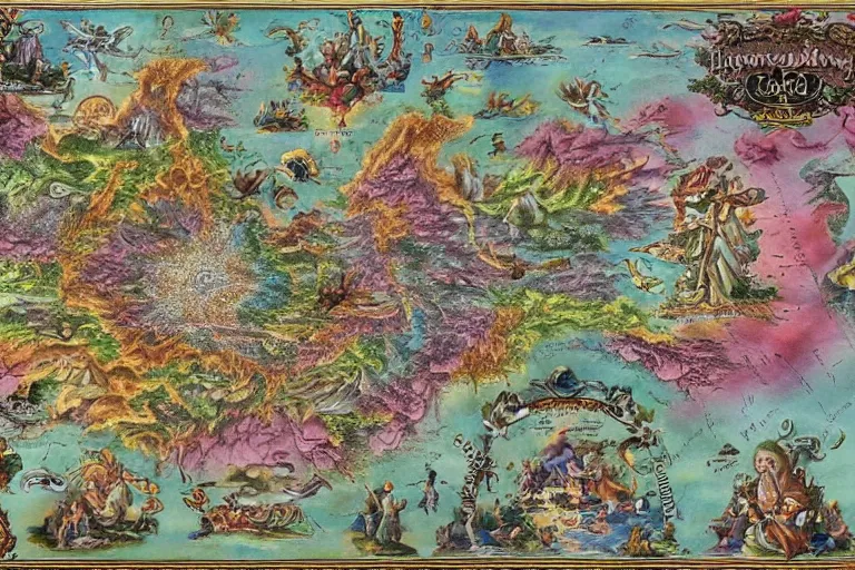 Image similar to Map of a heavenly realm highly detailed, full color