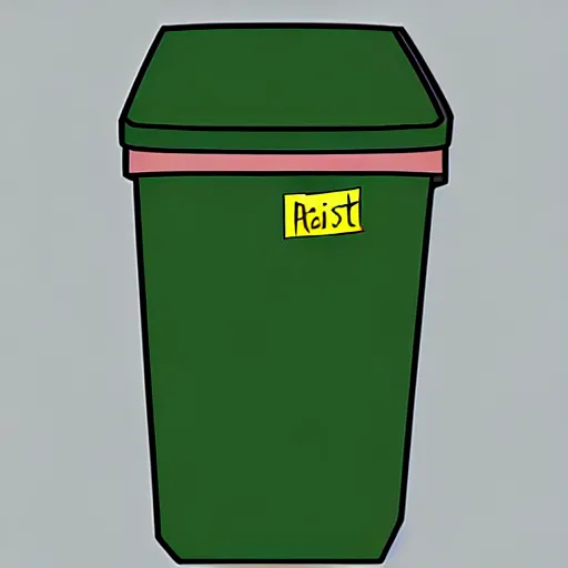 Image similar to personification of trashcan as a person, highly detailed