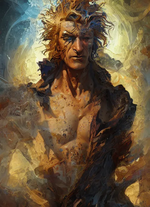 Prompt: high intricate painting of the sandman, full shot, neil gaiman, maria panfilova, andrea savchenko, mike kime, ludovic plouffe, qi sheng luo, oliver cook, julian calle, eddie mendoza, trending on artstation