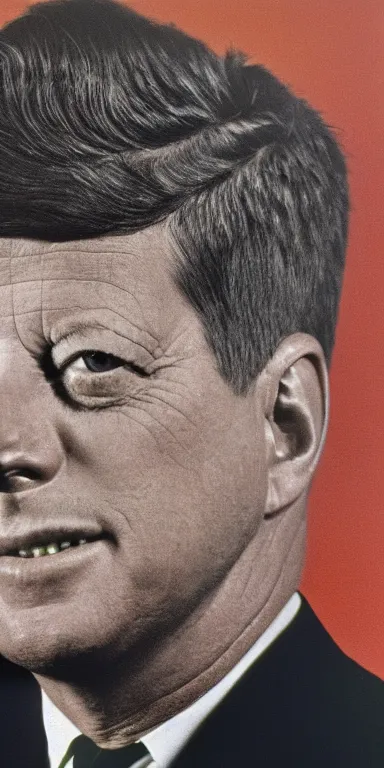 Prompt: a photograph of john f kennedy by chuck close