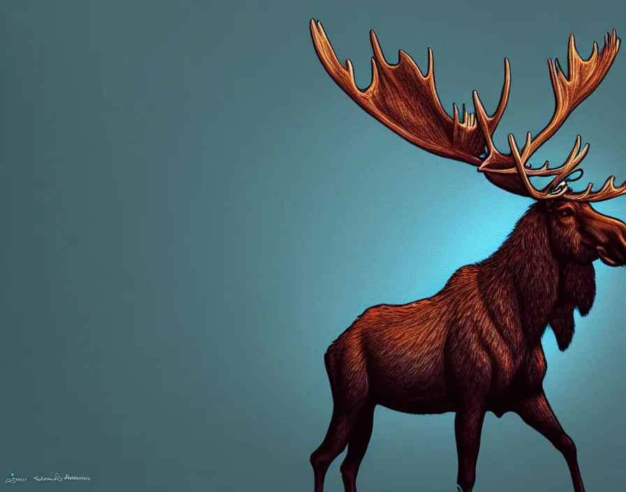 Prompt: moose in american romanticism, digital painting, trending on artstation, sharp focus, 4 k