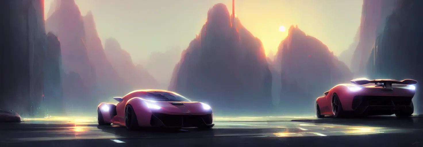 Image similar to Super car, concept art, low angle, high detail, warm lighting, volumetric, godrays, vivid, beautiful, trending on artstation, by Jordan grimmer, art greg rutkowski