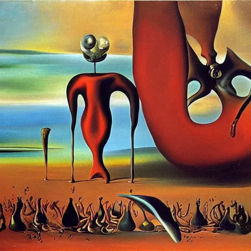 Prompt: Blood surrealism Salvador Dali matte background melting oil on canvas