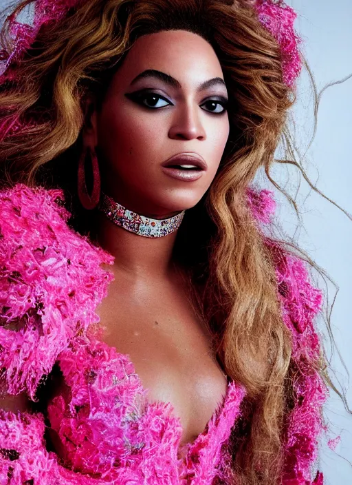 Prompt: photo of beyonce styled by nick knight posing, showstudio, face close up, vogue magazine, 2 0 2 0, canon, highly realistic. high resolution. highly detailed. dramatic. 8 k. 4 k.