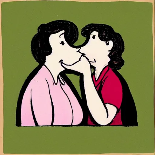 Image similar to bill plympton art of two women kissing