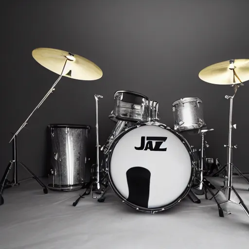 Prompt: jazz drum set, studio lighting, professional photography
