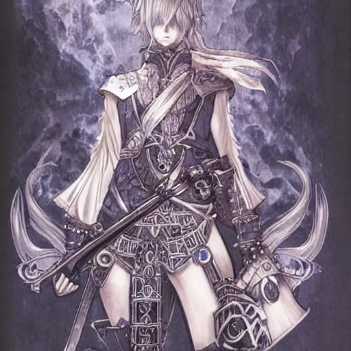 Prompt: a mage from final fantasy 14 drawn by Yoshitaka Amano, intricate