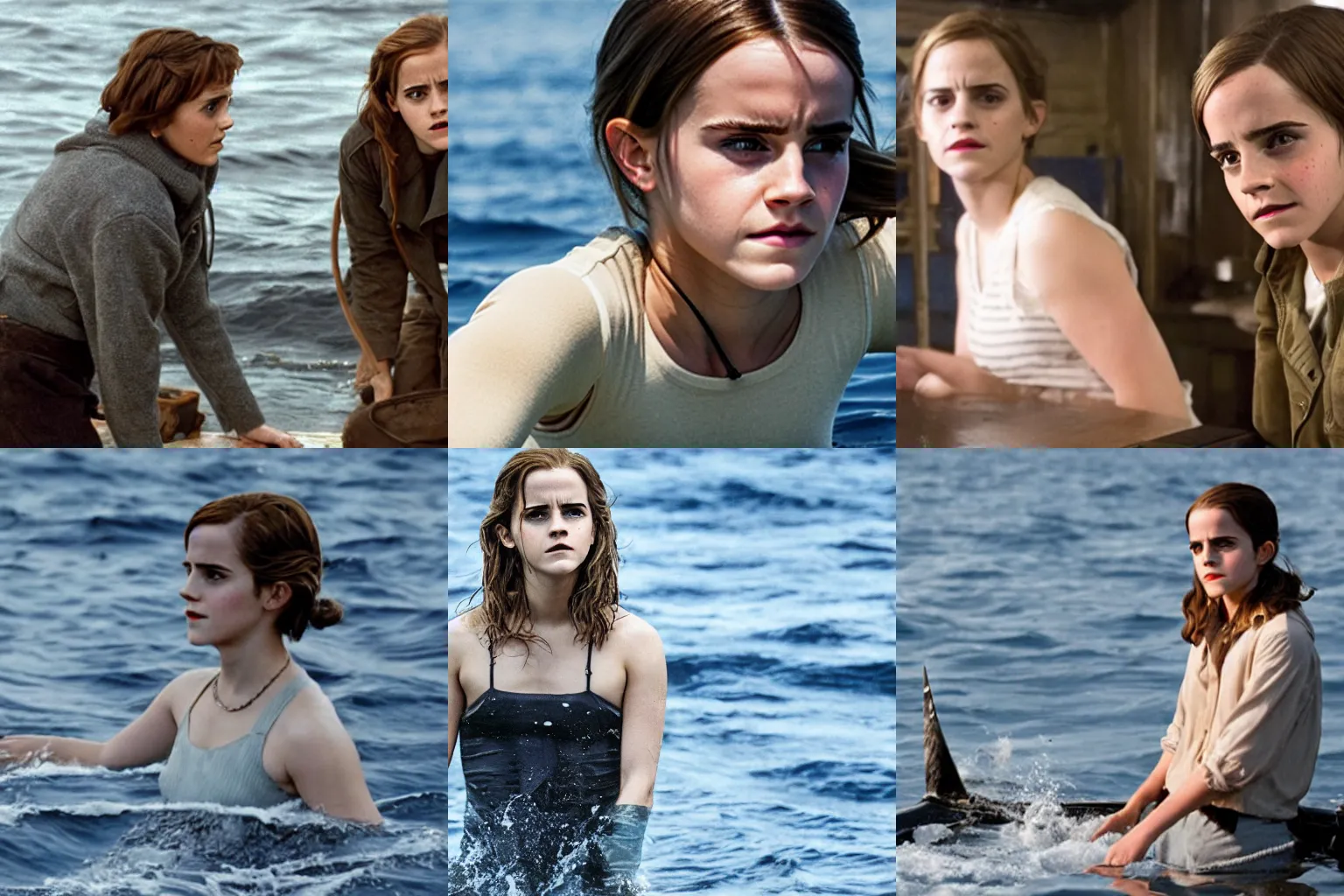 Prompt: Movie still of Emma Watson in Jaws