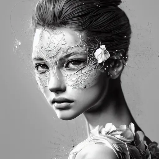 Image similar to the portrait of an absurdly beautiful, graceful, elegant, sophisticated, fashionable young fitness model made of strawberries and white petals, an ultrafine hyperdetailed illustration by kim jung gi, irakli nadar, intricate linework, bright colors, octopath traveler, final fantasy, unreal engine 5 highly rendered, global illumination, radiant light, detailed and intricate environment