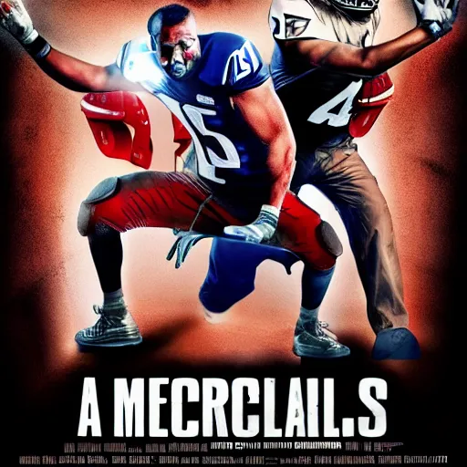 Prompt: a movie poster about angry people fighting over an american football