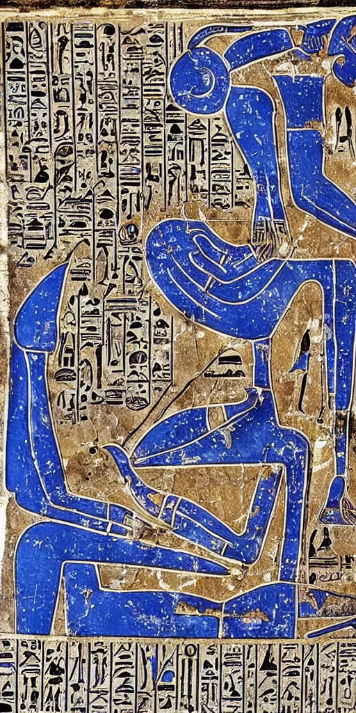 Image similar to egyptian hieroglyph blueprints to a spaceship