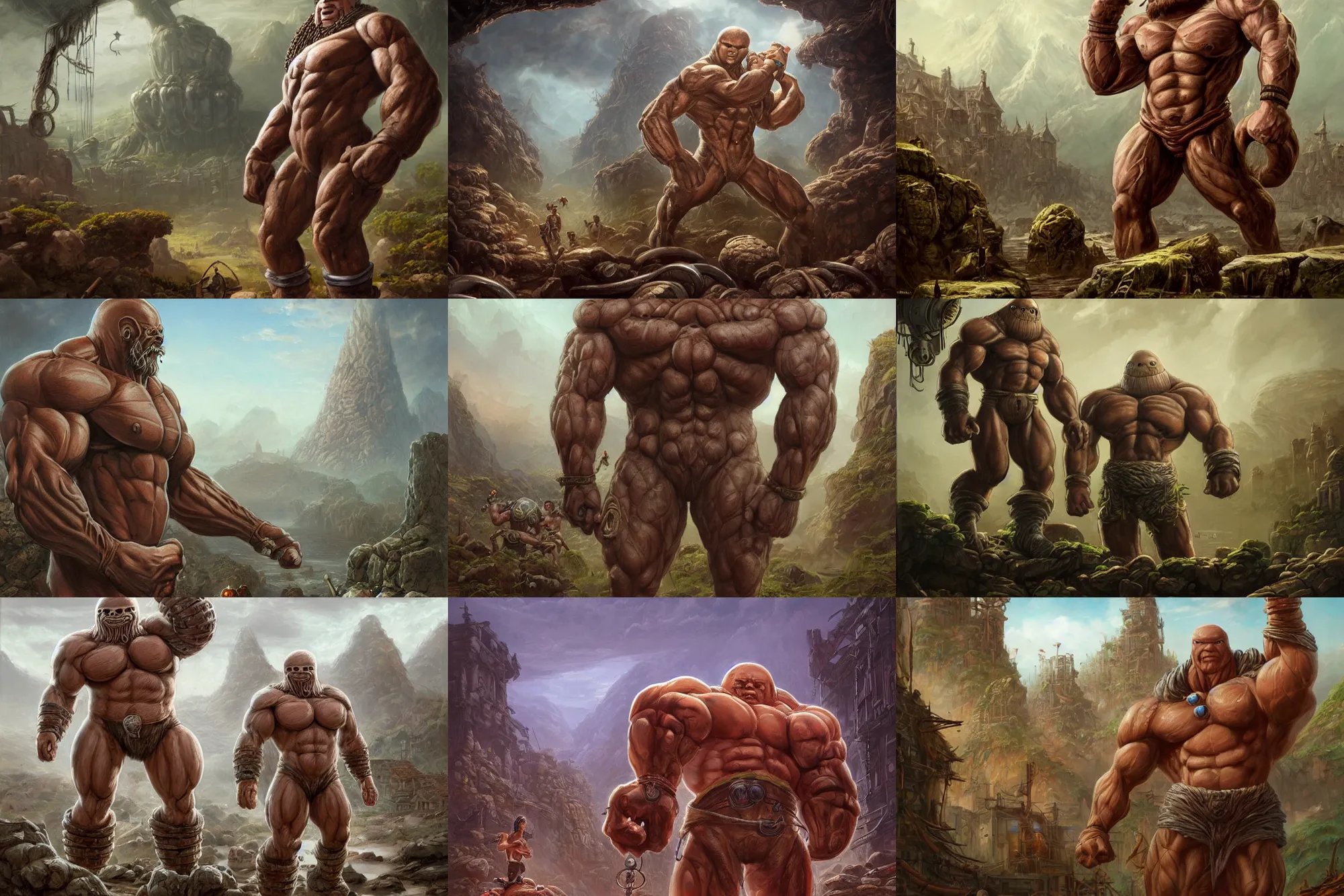 Prompt: highly detailed elden ring portrait photo of a muscular humanoid diglett prometheus engineer in a scenic dystopian village of even even more digletts in the background, hyperrealistic illustration by william didier - pouget