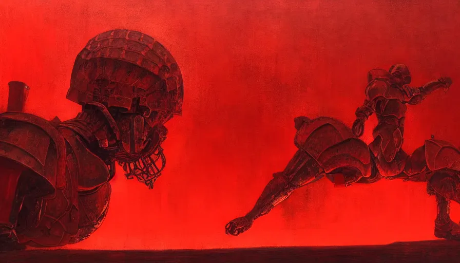 Image similar to only with red, a lightly armored gladiator in a crowded roman amphitheatre, crowd cheering, in the style of beksinski and edward hopper and rodcenko and yue minjun and artgerm, intricate and epic composition, red by caravaggio, highly detailed, masterpiece, red light, artstation, art nouveau