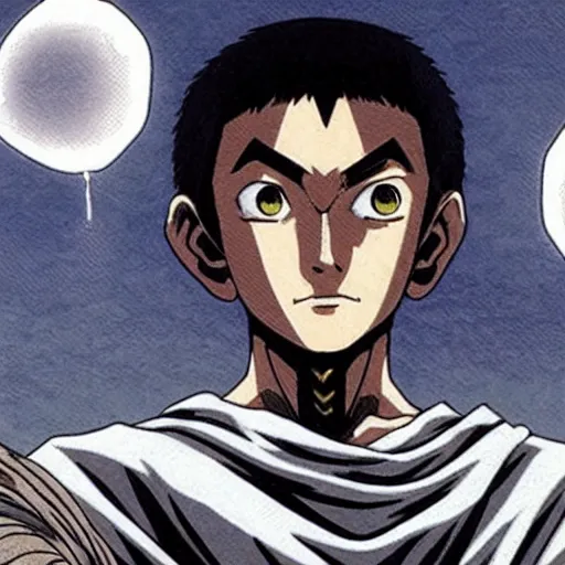 Image similar to still of Aang from Last Airbender in Berserk in manga panel by Kentaro Miura