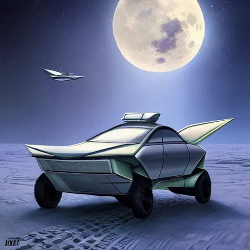 Prompt: futuristic lada flying car on the street of a Russian sleeping quarters on the moon, Norilsk, sci-fi, fantasy, intricate, very very beautiful, elegant, highly detailed, digital rendering, Cinema 4D, artstation, concept art, smooth, sharp focus, illustration, art by artgerm and greg rutkowski and alphonse mucha