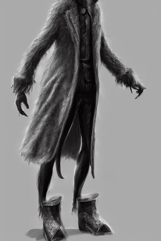 Image similar to concept art of hybrid human and horse wearing coat, anthropomorphic horse wearing a coat and standing on two legs like human, digital art, photo realistic, artstation, highly detailed