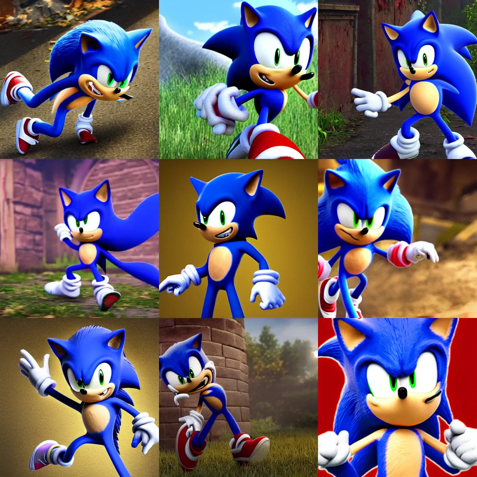 Prompt: sonic the hedgehog as a zombie, in - game footage, realistic, ultra detail, video game, 8 k