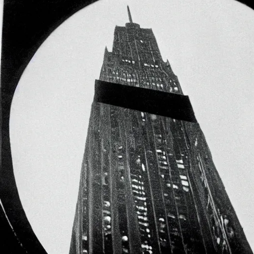 Prompt: old black and white photo portrait, 1 9 2 5, close - up portrait depicting batman spreading his cape on top of a skyscraper of new york city, rule of thirds, historical record