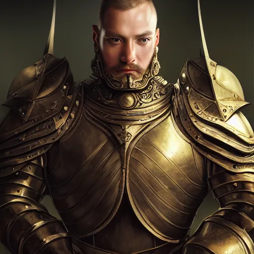 Image similar to a masterpiece ultrarealistic ultradetailed portrait of beautiful full armored magic knight strong man baroque renaissance. medium shot, intricate, elegant, by stanley artgerm lau, wlop, rossdraws, james jean, andrei riabovitchev, marc simonetti, background by james jean, light by julie bell, porcelain skin. global illumination. vfx