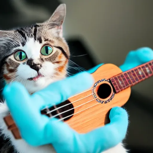 Image similar to cat playing ukulele