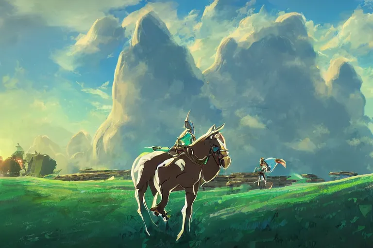 Image similar to the broken lambourghini zelda breath of the wild, in the style of studio ghibli and vicente segrelles, trending on artstation, back lighting tilt - shift cottagecore, abstract illusionism, movie poster, creature concept art, precisionism