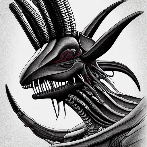 Prompt: a detailed matte illustration of a xenomorph alien bird species by John James Audobon