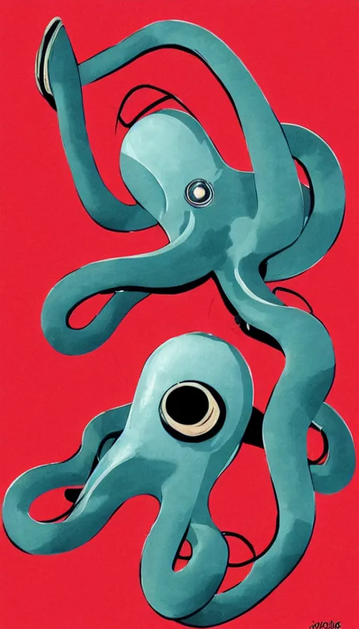 Image similar to 1 9 5 0 s retro future robot android octopus. muted colors. by john the baptist