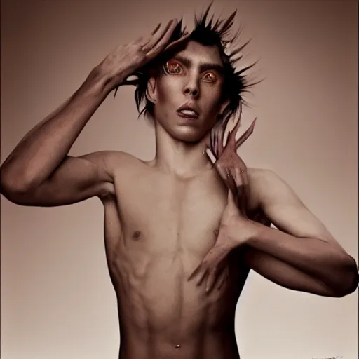 Prompt: a portrait of a beautiful athletic young male god , photographed by erwin olaf, artistic