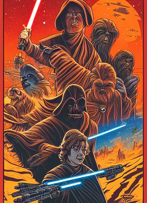 Image similar to promotional poster for the next Star Wars movie, by Dan Mumford