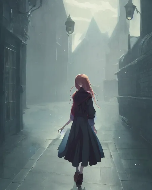 Image similar to a girl from harry potter, full shot, atmospheric lighting, detailed face, by makoto shinkai, stanley artger m lau, wlop, rossdraws, james jean, andrei riabovitchev, marc simonetti, krenz c